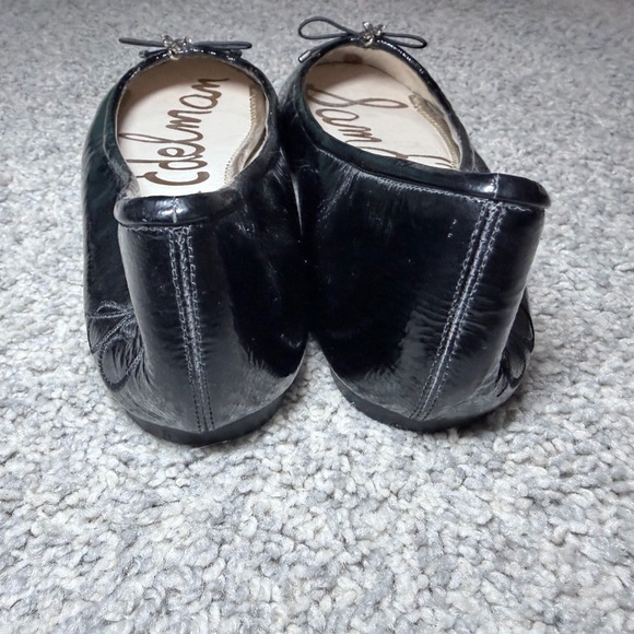 Sam Edelman Felicia Black Patent Leather Ballet Flats Bow Logo Size 11 - Picture 5 of 11